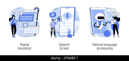 Multilingual mobile application abstract concept vector illustrations. Stock Vector