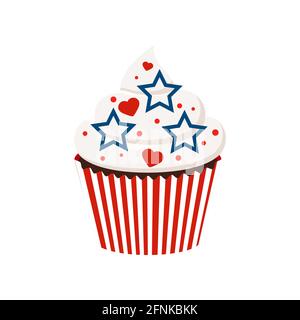 4th of July cupcake sweets food illustration. Stock Vector