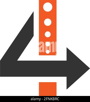 Number 4 logo with arrow icon design vector template Stock Vector