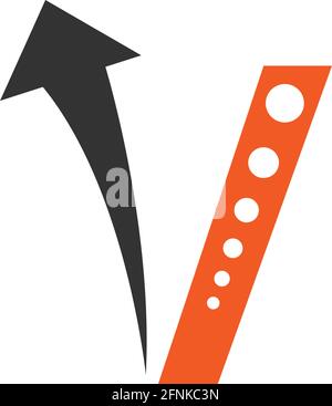 Letter V logo with arrow icon design vector template Stock Vector