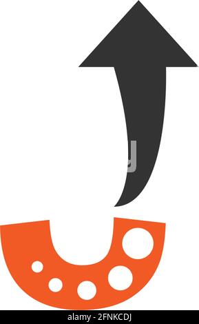 Letter J logo with arrow icon design vector template Stock Vector