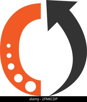 Letter O logo with arrow icon design vector template Stock Vector