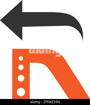 Letter R logo with arrow icon design vector template Stock Vector