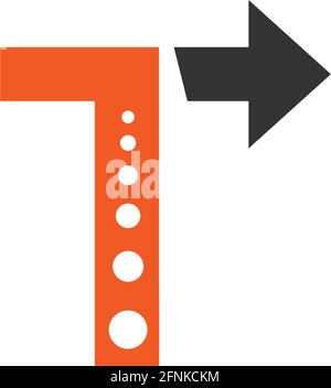 Letter T logo with arrow icon design vector template Stock Vector