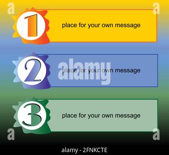 Presentation of the working process in three steps with stripes for text placement Stock Vector