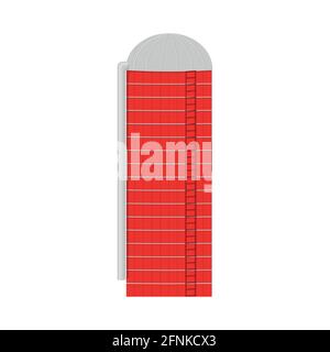 Vintage agricultural silo for grain storage isolated on white background. Traditional American farm building. Container for wheat seeds. Vector cartoon illustration. Stock Vector