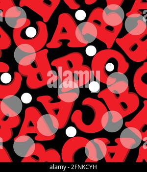 Seamless crazy background with red letters on dark area Stock Vector
