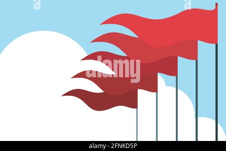 Waving flags Vector illustration with copy space Stock Vector