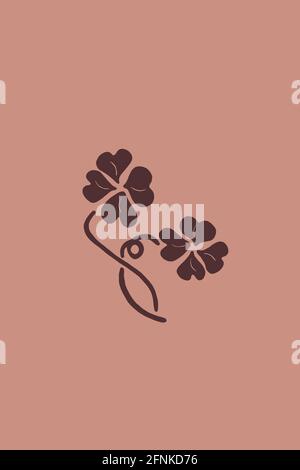 Minimalist Printable Botanical Illustration .Plants Illustration. Home decor. Stock Photo