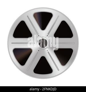 Old reel of filmstrip in a realistic style. Isolated on a white background. Vector clipart. Stock Vector