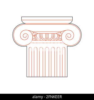 Greek Column in Linear Style for Laser Cutting and Engraving. Vector illustration. Stock Vector