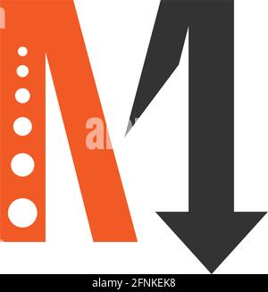 letter m down arrow geometric gradient logo vector Stock Vector Image ...