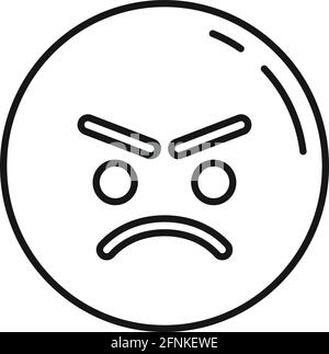 Rage emoji icon, outline style Stock Vector