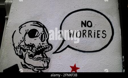 Skull graffiti in Dublin near Temple Bar Stock Photo