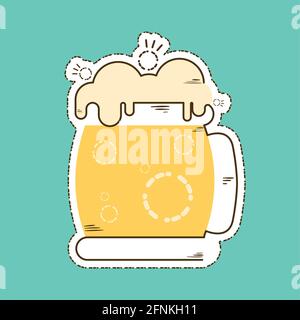 Beer mug with foam icon within cut lines Stock Vector