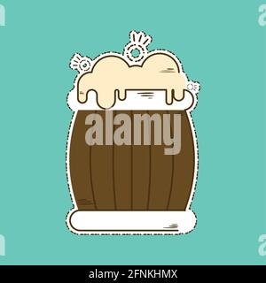 Beer mug with foam icon within cut lines Stock Vector
