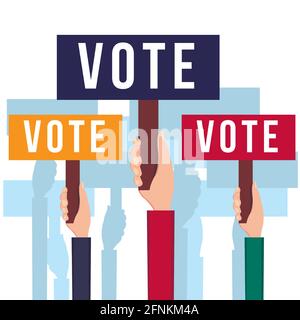hands holding vote banner for election day concept vector illustration in flat style Stock Vector