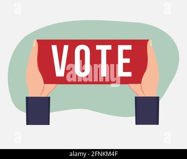 hands holding vote paper for election day concept vector illustration in flat style Stock Vector