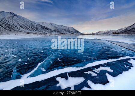 Frozen Atigun River, Brooks Range, Alaska Stock Photo
