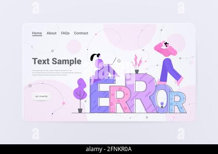 programers repairing site with problem not working lost not found concept Stock Vector