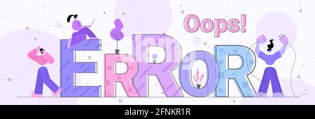 programers repairing site with problem not working lost not found concept Stock Vector