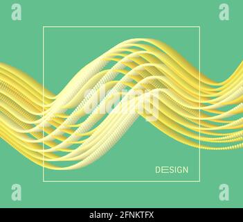 Wavy background. Array with dynamic particles. Composition with motion effect. 3d technology style. Vector illustration. Stock Vector