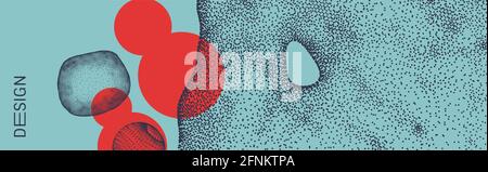 An abstract cell represented as an object of dots. Molecular grid. 3d technology style with particle. Vector illustratione for chemistry and science. Stock Vector
