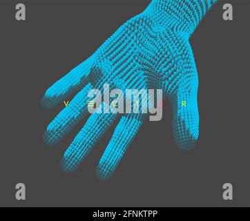 Open palm with five fingers. Human hand in futuristic technology style. Communication gestures concept. 3d vector illustration for science, technology Stock Vector
