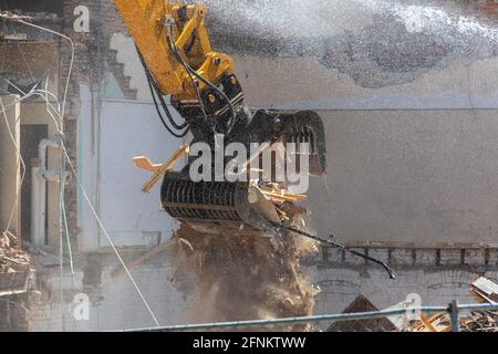 Built in 1873 the former Burlington, Iowa police department is being demolished by developers of a new project. Stock Photo