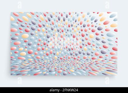Abstract background with color circles. Chaotic particles in empty space. Dynamic vector illustartion. Stock Vector