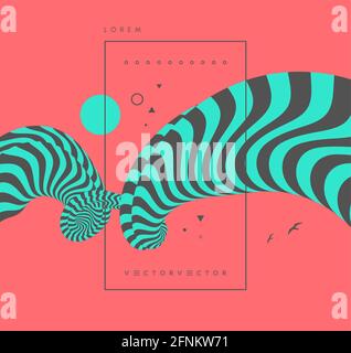 The Geometric Background By Stripes Black And White Modern Pattern With  Optical Illusion 3d Vector Illustration For Brochure Annual Report Magazine  Poster Presentation Flyer Or Banner Stock Illustration - Download Image Now  