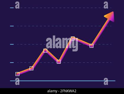 Red 3d line moving up. concept of business growth and success. Modern design red graphics on dark background. Vector illustration. Stock Vector