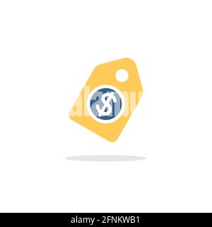 Shopping tag. Dollar sale price label. Color icon with shadow. Commerce glyph vector illustration Stock Vector