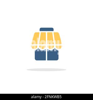 Shop building. Simple store. Marketplace. Color icon with shadow. Commerce glyph vector illustration Stock Vector
