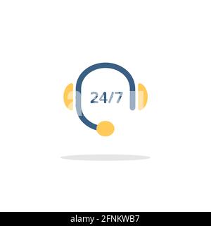 Call center. Headphones. Color icon with shadow. Commerce glyph vector illustration Stock Vector