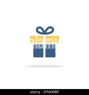 Gift. Box with ribbon. Color icon with shadow. Commerce glyph vector illustration Stock Vector