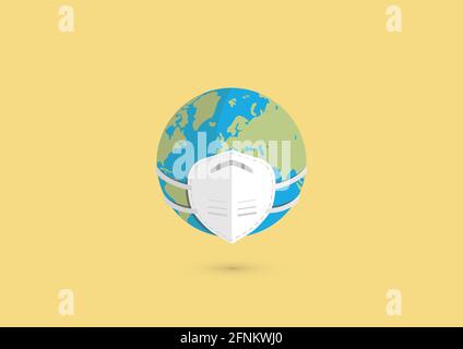 best vector and best designs all time. planet wear a mask. Stock Vector