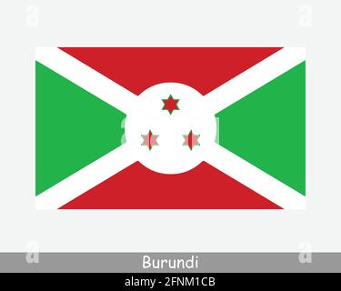 National Flag of Burundi. Burundian Country Flag. Republic of Burundi Detailed Banner. EPS Vector Illustration Cut File Stock Vector