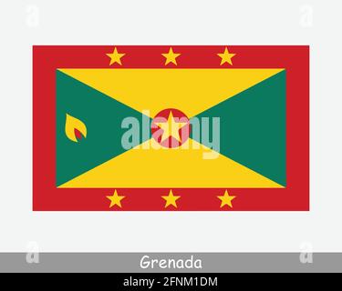 National Flag of Grenada. Grenadian Country Flag Detailed Banner. EPS Vector Illustration Cut File Stock Vector
