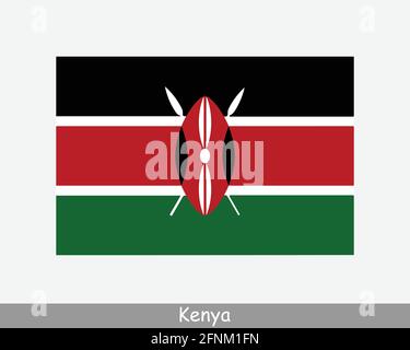 National Flag of Kenya. Kenyan Country Flag. Republic of Kenya Detailed Banner. EPS Vector Illustration Cut File Stock Vector