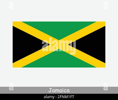 National Flag of Jamaica. Jamaican Country Flag ADetailed Banner. EPS Vector Illustration Cut File Stock Vector