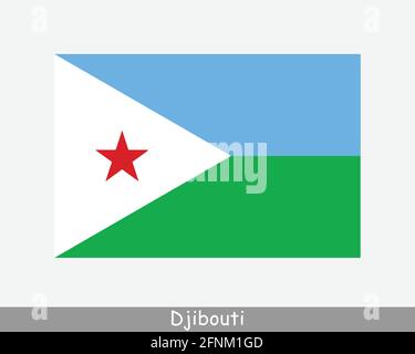 National Flag of Djibouti. Djiboutian Country Flag. Republic of Djibouti Detailed Banner. EPS Vector Illustration Cut File Stock Vector