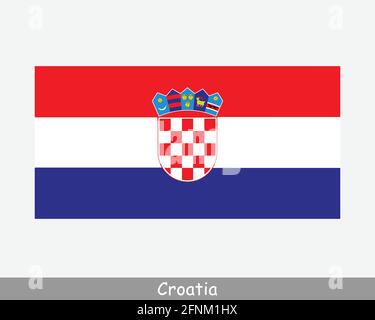 National Flag of Croatia. Croatian Country Flag. Republic of Croatia Detailed Banner. EPS Vector Illustration Cut File Stock Vector