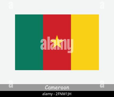 National Flag of Cameroon. Cameroonian Country Flag. Republic of Cameroon Detailed Banner. EPS Vector Illustration Cut File Stock Vector