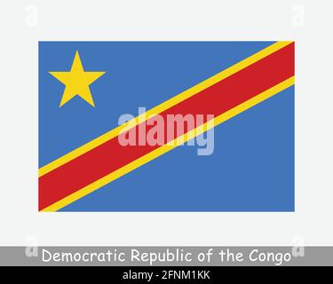 National Flag of the Democratic Republic of the Congo. DRC Congo-Kinshasa Country Flag Detailed Banner. EPS Vector Illustration Cut File Stock Vector