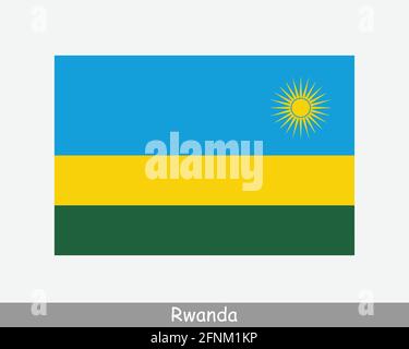 National Flag of Rwanda. Rwandan Country Flag. Republic of Rwanda Detailed Banner. EPS Vector Illustration Cut File Stock Vector