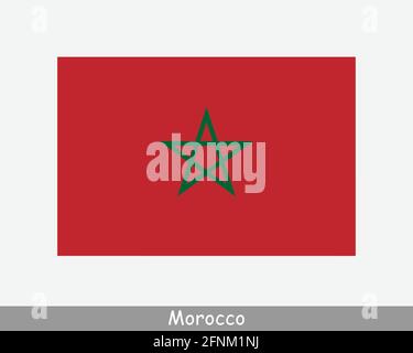 National Flag of Morocco. Moroccan Country Flag. Kingdom of Morocco Detailed Banner. EPS Vector Illustration Cut File Stock Vector