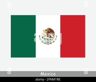 National Flag of Mexico. Mexican Country Flag. United Mexican States Detailed Banner. EPS Vector Illustration File Stock Vector