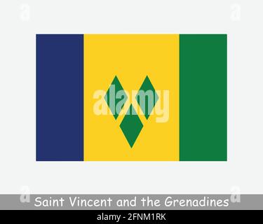 National Flag of Saint Vincent and the Grenadines. Saint Vincentian Country Flag Detailed Banner. EPS Vector Illustration Cut File Stock Vector