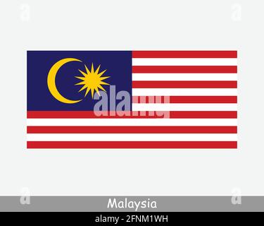 National Flag of Malaysia. Malaysian Country Flag Detailed Banner. EPS Vector Illustration Cut File Stock Vector